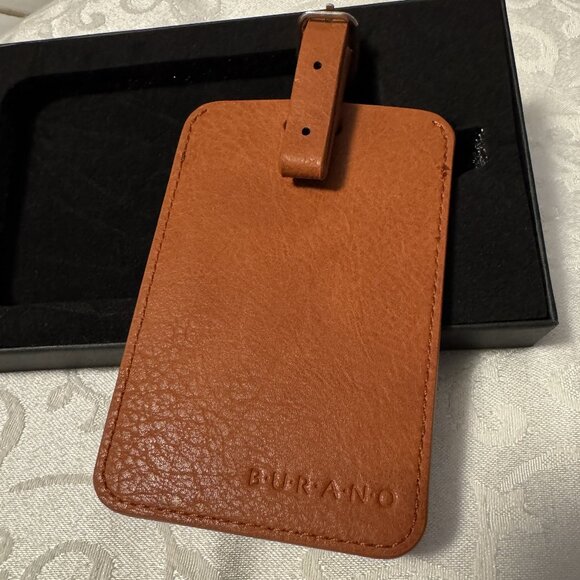 🎁NEW in Package Cognac Color Burano Vegan Leather Luggage Tags🎁 - Picture 2 of 3